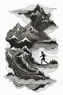 Running and topographic map tattoo design idea