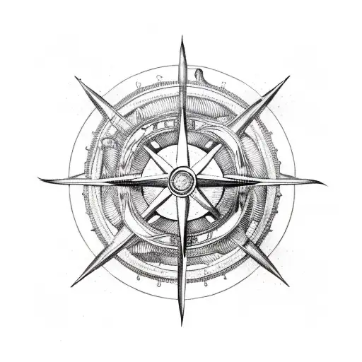Anchor Whale Compass Ship's wheel tattoo design idea