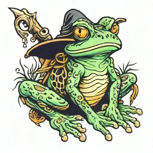 witch frog sitting tattoo design idea