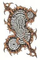 skin torn open showing binary code tattoo design idea