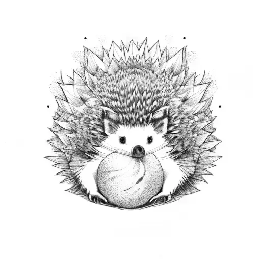 peach tree with hedgehog tattoo design idea