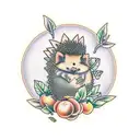 peach tree with hedgehog tattoo design idea