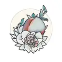 peach tree with hedgehog tattoo design idea