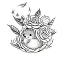 peach tree with hedgehog tattoo design idea