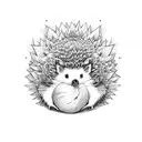 peach tree with hedgehog tattoo design idea