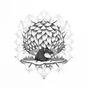 peach tree with hedgehog tattoo design idea