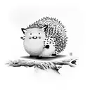 peach tree with hedgehog tattoo design idea