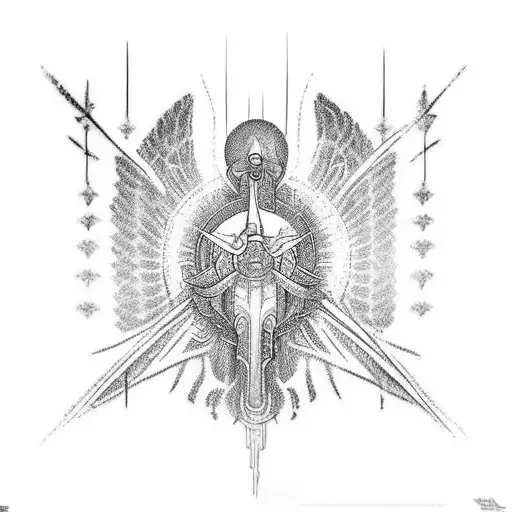 Lowerback tattoo of seraphim in cybercigilism  tattoo design idea