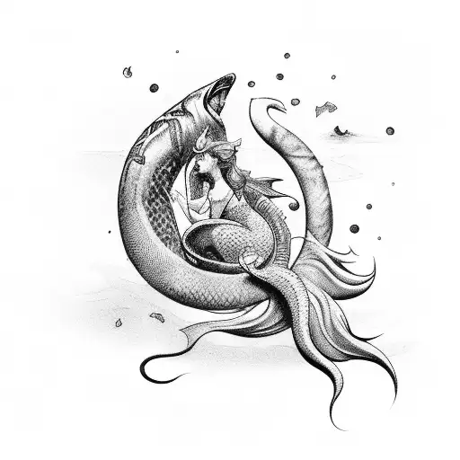 siren with flowing tail tattoo design idea