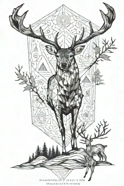 Psalm 19:1 verse. nature, forest, hills, deer tattoo design idea