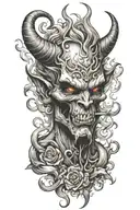 devil and smoke tattoo design idea