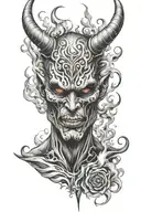 devil and smoke tattoo design idea