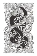 Jörmungandr wrapped around tree of life in color tattoo design idea
