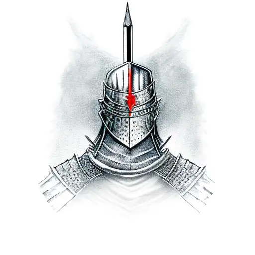 A warrior from Dark Souls holding a pen, signifying the client's dedication to improving themselves through writing and the inspiration they draw from the game. tattoo design idea