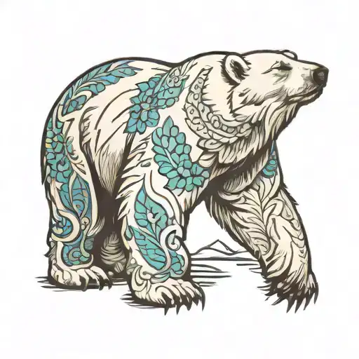 polar bear standing tattoo design idea