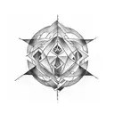 dark calligraphy tattoo large angular half sphere tattoo design idea