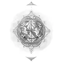 dark calligraphy tattoo large angular half sphere tattoo design idea