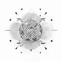 dark calligraphy tattoo large angular half sphere tattoo design idea