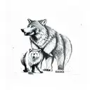 A wolf fighting a bear tattoo design idea