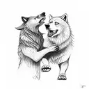 A wolf fighting a bear tattoo design idea