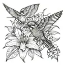 sparrow and lily tattoo design idea
