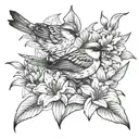sparrow and lily tattoo design idea