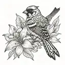 sparrow and lily tattoo design idea