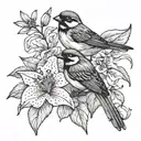 sparrow and lily tattoo design idea