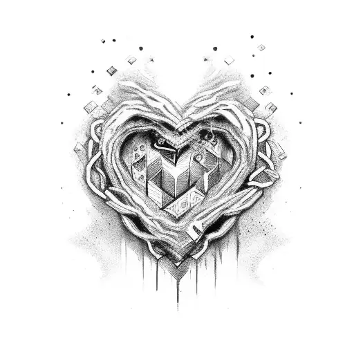 broken chain masculine hidden heart shape tattoo design idea