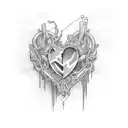 broken chain masculine hidden heart shape tattoo design idea