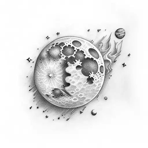 upper moon one tattoo design idea