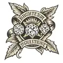 gold ring with three equal sized diamonds set on top and the words "right problem, right solution, done right" tattoo design idea