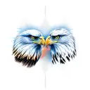 Combine two eagle heads facing each other in a symmetrical design tattoo design idea