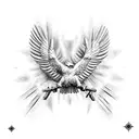 Combine two eagle heads facing each other in a symmetrical design tattoo design idea