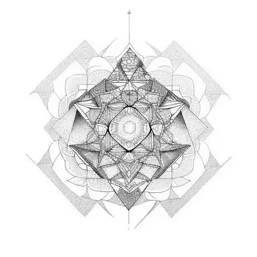 japanese with fractal geometry forearm sleeve tattoo design idea