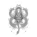 japanese dragons with fractal geometry forearm sleeve tattoo design idea