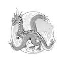japanese dragons with fractal geometry forearm sleeve tattoo design idea