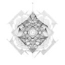 japanese with fractal geometry forearm sleeve tattoo design idea