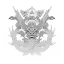 japanese  dragons with fractal geometry forearm sleeve tattoo design idea