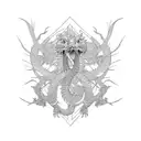 japanese  dragons with fractal geometry forearm sleeve tattoo design idea