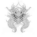 japanese  dragons with fractal geometry forearm sleeve tattoo design idea