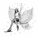 angel riding skate tattoo design idea