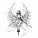 angel riding skate tattoo design idea