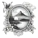 sunset scene tattoo design idea