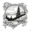 sunset scene tattoo design idea