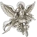 large saint michael tattoo black realism style tattoo tattoo design idea