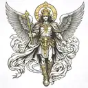 large saint michael tattoo black realism style tattoo tattoo design idea