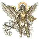 large saint michael tattoo black realism style tattoo tattoo design idea