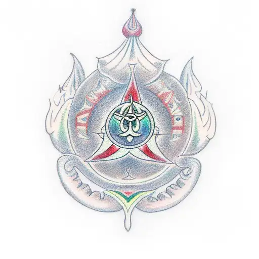  trident with rudrashka beads and maha mritunjay mantra  tattoo design idea