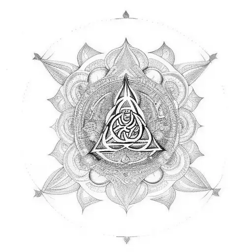  trident with rudrashka beads and maha mritunjay mantra  tattoo design idea
